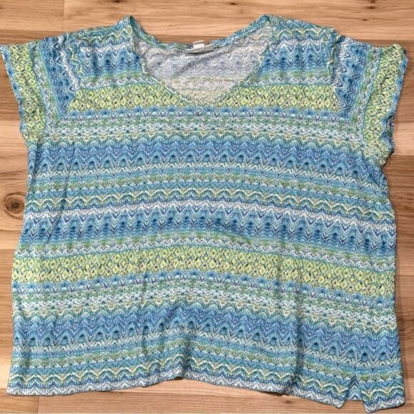 J. Jill Linen Printed Short Sleeve Multicolored Shirt Women’s Large - Picture 1 of 3
